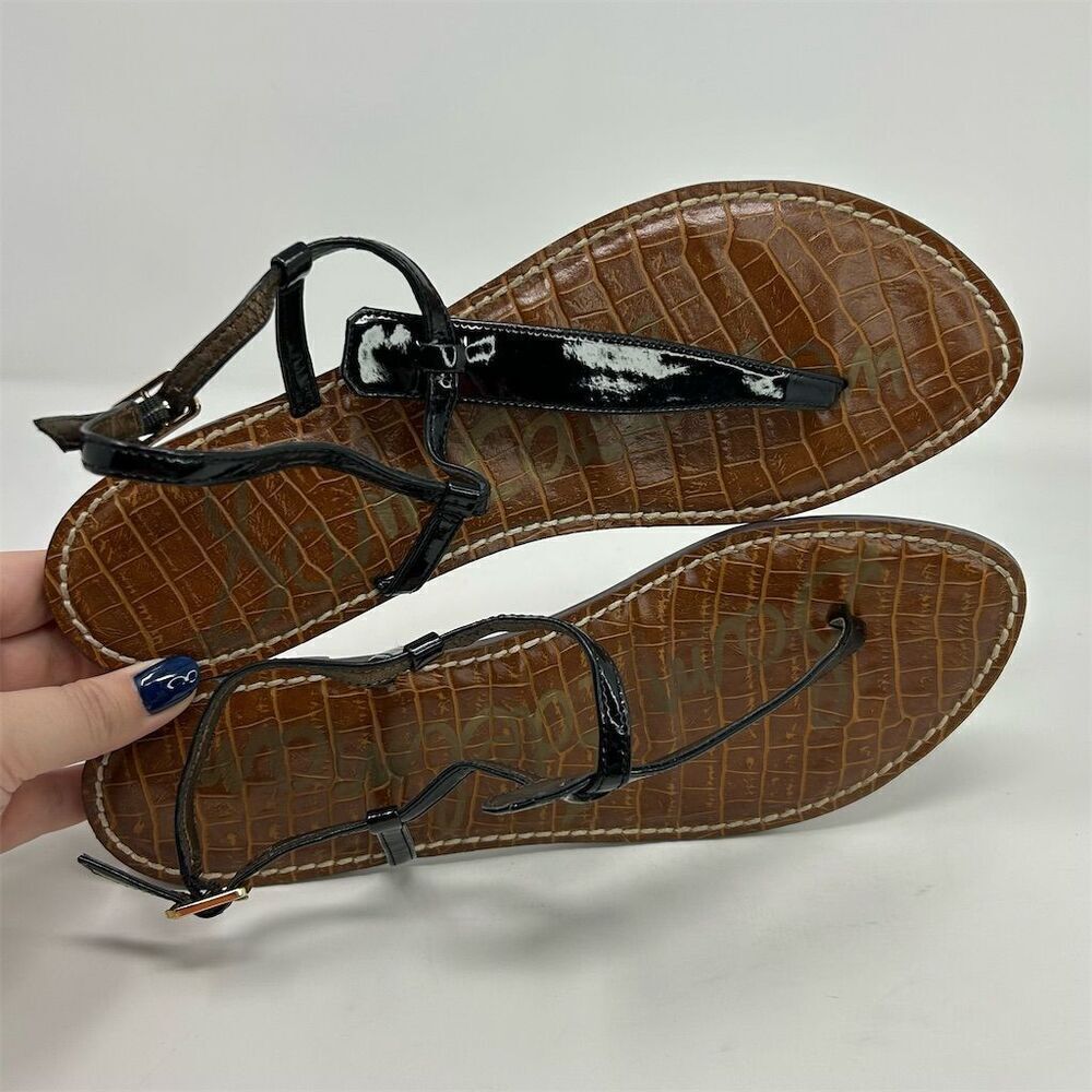 Sam Edelman Gigi Black Faux Leather Thong Sandals Size 10.5 Casual Summer - Picture 9 of 12